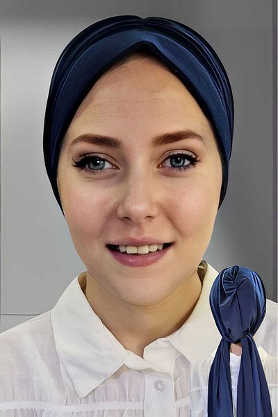 Trenderrs Women's Luxury Sandy Fabric Tied Pleated Hijab Bonnet Shawl