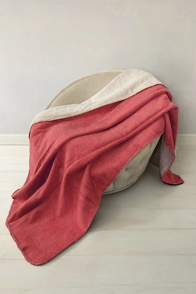 Pikas Yeşilhome Double Cotton Blanket, Double Sided Blanket Pink-Cream 200X220 cm