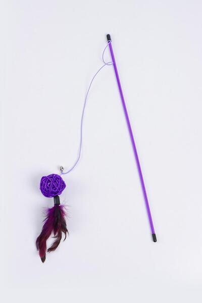 GOBYPET Furry Cat Fishing Rod, Purple Bulk Cat Play Fishing Rod