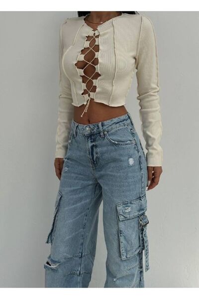 DENİKK Trend Special Design Άνετο παντελόνι Kalip Palazzo με φαρδύ πόδι