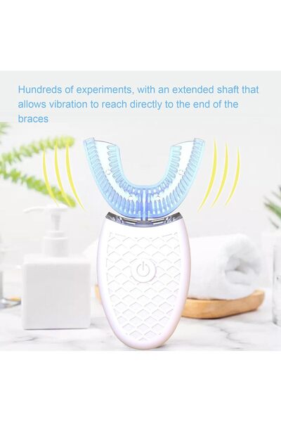 COOYA Rechargeable Ultrasonic Electric Toothbrush, U-Shaped Automatic Cleaning,Blue