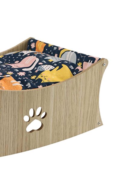 GOBYPET İsme Özel Ahşap Kedi Salıncağı, Sallanan Kedi Yatağı, Paspas Hediye
