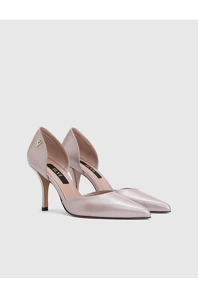 İLVİ Melina Genuine Leather Women's Mink Heeled Shoes