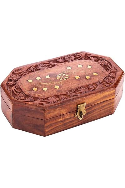 AKDC Wooden Jewelry Box 12Cm X 20Cm X 5Cm Wooden, Gold