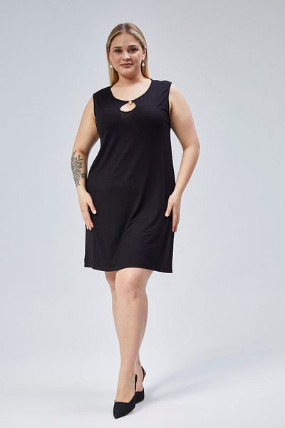 Curvy Trend Αμάνικο φόρεμα βισκόζης με λεπτομέρεια δαχτυλιδιού Plus Size