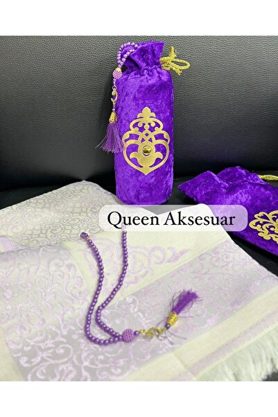 QUEEN AKSESUAR Geantă de lux brodat din catifea covor de rugăciune set de măr...