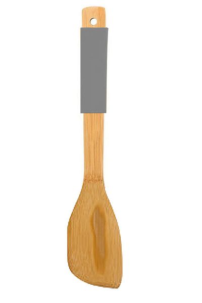 TİVOLİ Bamboo Spatula with Silicone Handle Heat Resistant Fireproof Non Stick Gray