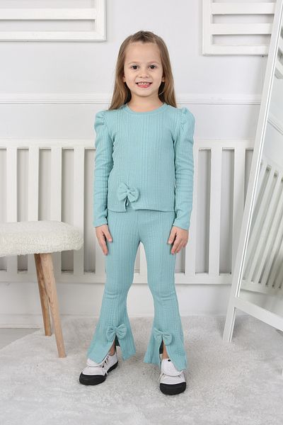 e-çocuk Fitted Ribbon Detailed Girl's Bottom and Top Set 503970