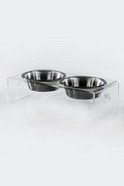 GOBYPET 2-Piece Ceramic Decorative Cat and Dog Plexiglass Food & Water Bowl Mat