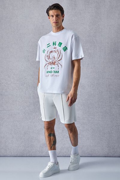 GRIMELANGE CERTAIN Herren-Shorts und Bermudas mit gerippten Details und bequemer Passform in Ecru