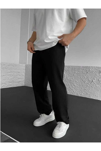 yg ydn giyim Black Baggy Loose Fitting Straight Leg Comfortable Wear Tracksuit-001