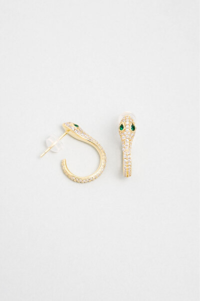 So CHIC... Şahmeran'ın Yılanı 18 Ayar Sarı Altın Kaplama Gümüş Küpe