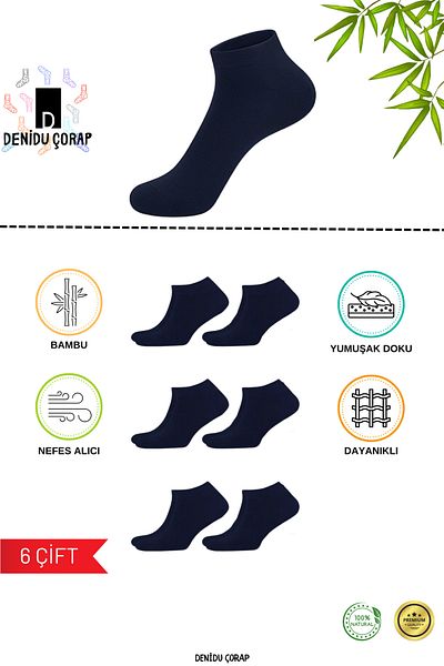 Denidu Çorap 6 чифта чорапи с бамбукови чехли - перащи се, безшевни, меки, първокласни, ароматизирани