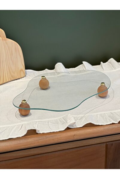 may home design Елегантний дерев'яний і скляний декор на ніжках для презентацій та органайзер 100 символів