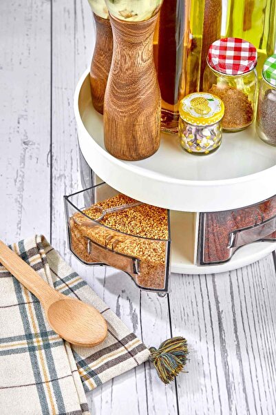 Pikas 360° Rotatable 2-Tier Kitchen Spice Rack Organizer and Organizer with Drawers Large Size