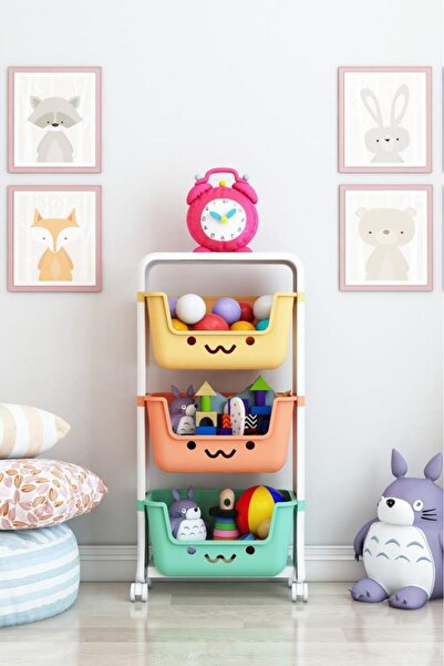 Armarks 3 Katlı Oyuncak Dolabı, Oyuncak Organizeri, Sepetli Oyuncak Dolabı