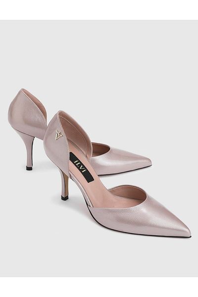 İLVİ Melina Genuine Leather Women's Mink Heeled Shoes