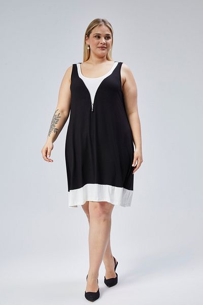 Curvy Trend Αμάνικο φόρεμα με φερμουάρ εκρού με λεπτομέρειες