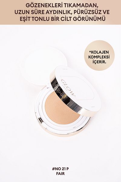 Missha Anti-Wrinkle Cushion Foundation with Shiny Finish Glow Cushion Light (No.21P Fair) Spf 37+++