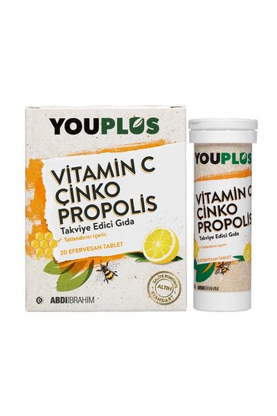 Youplus Vitamin C Zinc and Propolis 20 Effervescent Tablets8699514020158