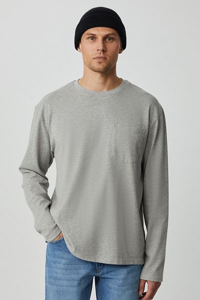 GRIMELANGE Fora Crew Neck Men's Long Sleeve Relaxed Grimelange T-Shirt