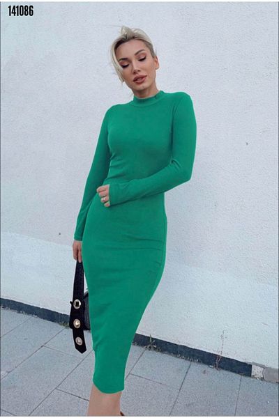 Kokosh moda Γυναικείο μισό ζιβάγκο μακρυμάνικο σουέτ μίντι φόρεμα
