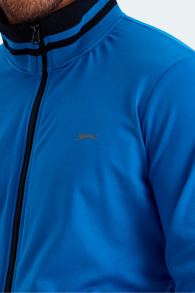 Slazenger RUF Erkek Fermuarlı Dik Yaka Cepli Saks Mavi Eşofman Takımı