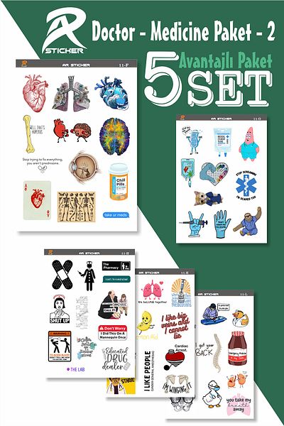 AR Sticker ملصق كمبيوتر محمول مميز بطابع Doctor Medicine - مجموعة من 2-5 قطع