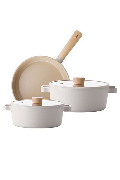 Prima Nova Beige Neoflam Fika Cookware and Skillet Set 5 Pieces