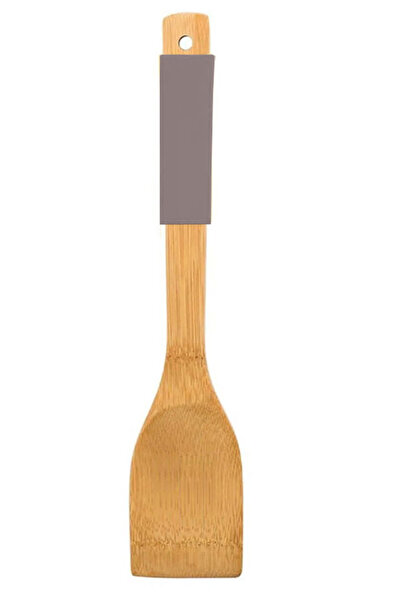 TİVOLİ 2Pcs Bamboo Spatula with 1Pcs Salad Spoon Silicone Handle Heat Resistant Fireproof Non-Stick Plum