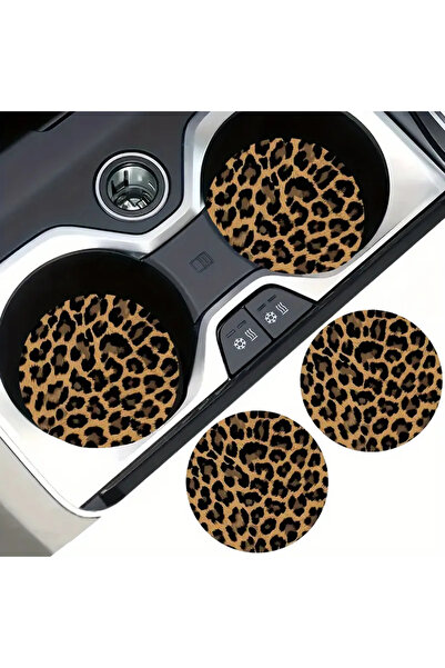 Oasis Life Araç Içi Bardak Altlığı Kahverengi Leopar Desenli Bardak Altlık 2 ...