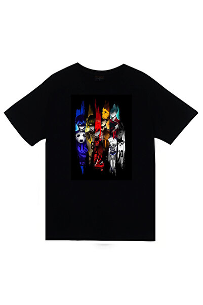 fame-stoned Blue Lock anime majica sa printom, unisex, 100% pamuk, crna