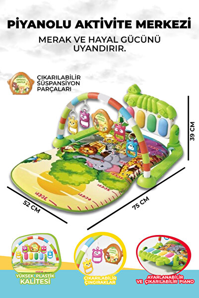 TIGOES Piyanolu Eğitici Bebek Oyun Halısı ( Jimnastik Merkezi Çıngıraklı Zeka Geliştirici)