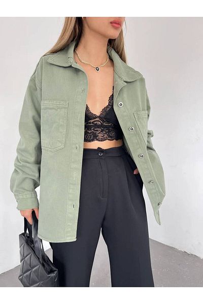 ÇEÇİM JACHETĂ DE CĂMĂȘĂ DENIM OVERSIZE ALBASTRU DESCHIS ZYN-58303