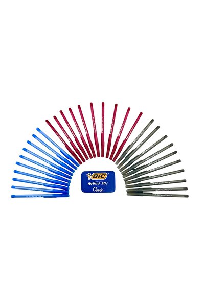 Bic Sırımsı Bic Round Stic Tükenmez Kalem Karışık 3 Renk 30 Adet