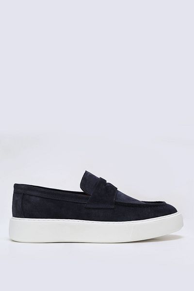 Evojean Tenis pentru bărbați Lufian Alex - Pantofi clasici din piele casual bleumarin