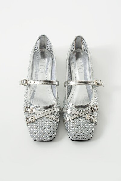 Elyo Juliet File Taş Detaylı Gümüş Babet