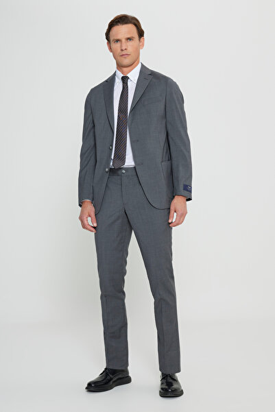 ALTINYILDIZ CLASSICS Men's Gray Slim Fit Slim Fit Mono Collar 100% Wool Suit