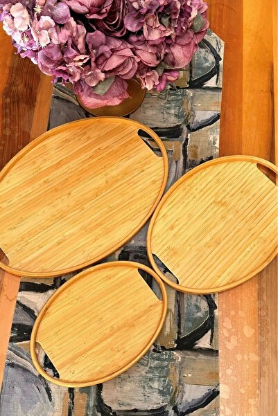 Evsun Home Collection Luxury 3-Piece Bamboo Tray Presentation Tea Breakfast and Presentation Tray