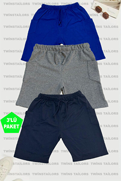 twins tailors Гребінчастий темно-синій, сірий, сіро-саксовий синій 3 пакета унісекс для дітей короткого крою