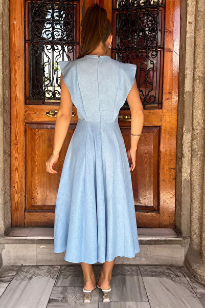 GÜLSELİ Γυναικείο Φόρεμα - Μπλε Τριαντάφυλλο Αναλυτικά