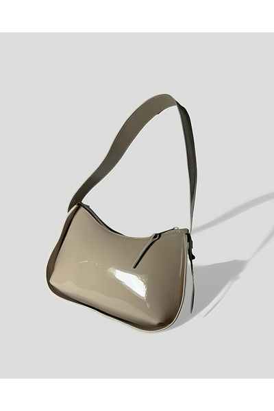 YMZBAG Geantă de mână bagheta din piele lacuită de nurcă