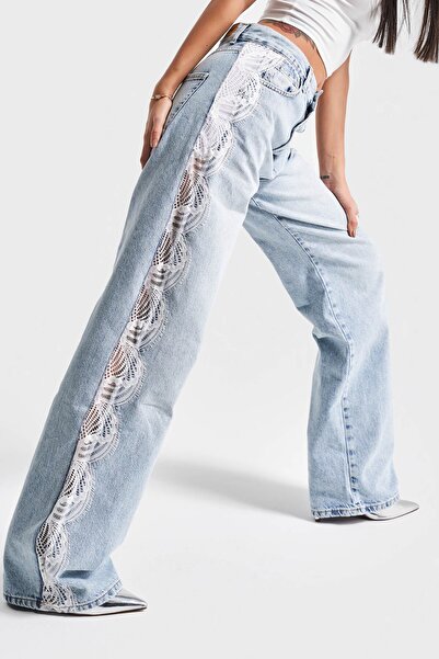 its basic Blugi de zăpadă pentru femei Culoare 4S5-3 Blugi din denim cu design 100% bumbac, cu dantelă laterală