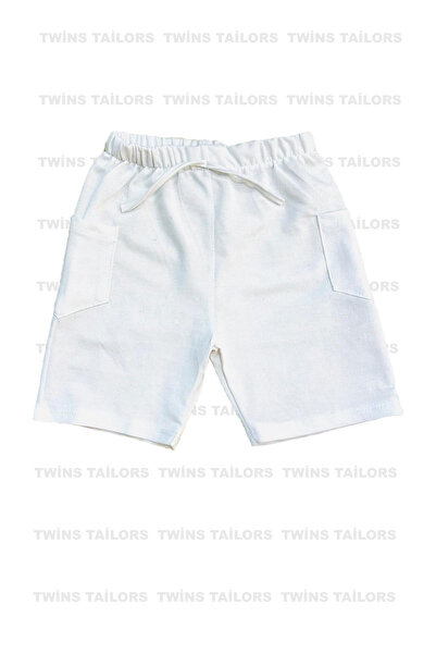 twins tailors Penye Gri-Lacivert-Beyaz 3'lü Paket Unisex Çocuk Kısa Şort