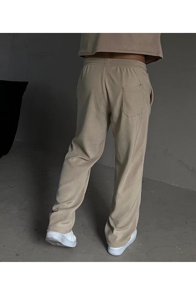elkumoda Βαμβακερή φόρμα μέσης - Loose Fit Loose, Σιδερωμένο και Ριγέ ελαστικό