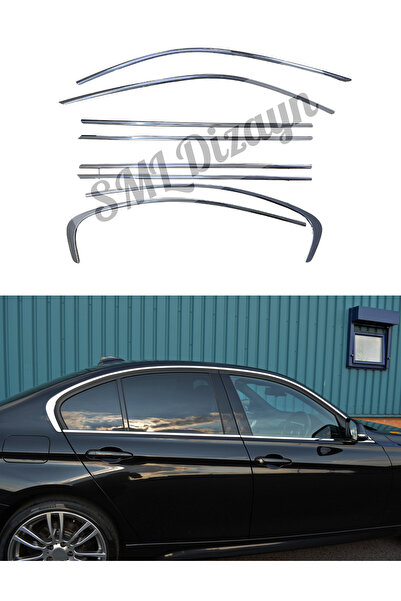 SML Dizayn BMW F30 Krom Cam Çıtası Tam Tur 8 Parça Cam Nikelaj Krom 2012-2018