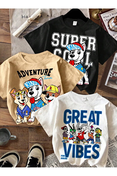 npLStore Dječji set od 3 pamučne majice sa printom, veće veličine