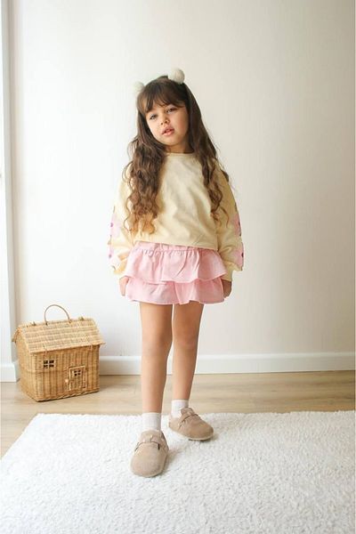 ELONKİDS Heart Detailed Skirt Set with Sleeves