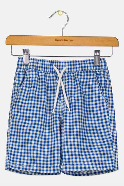 TAPE A L'OEIL Kids Girl Drawstring Checkered Basic Shorts, White
