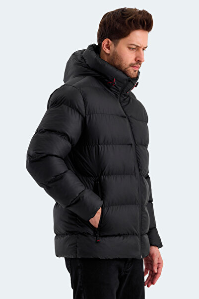 Slazenger HANK Erkek Kapüşonlu Şişme Siyah Mont & Kaban